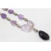 Necklace 925 Sterling Silver beads Natural Purple Amethyst Stones P 314